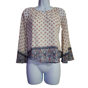 Beautees Womens Cold Shoulder Blouse Size S Juniors Chiffon Lined Flare Sleeve